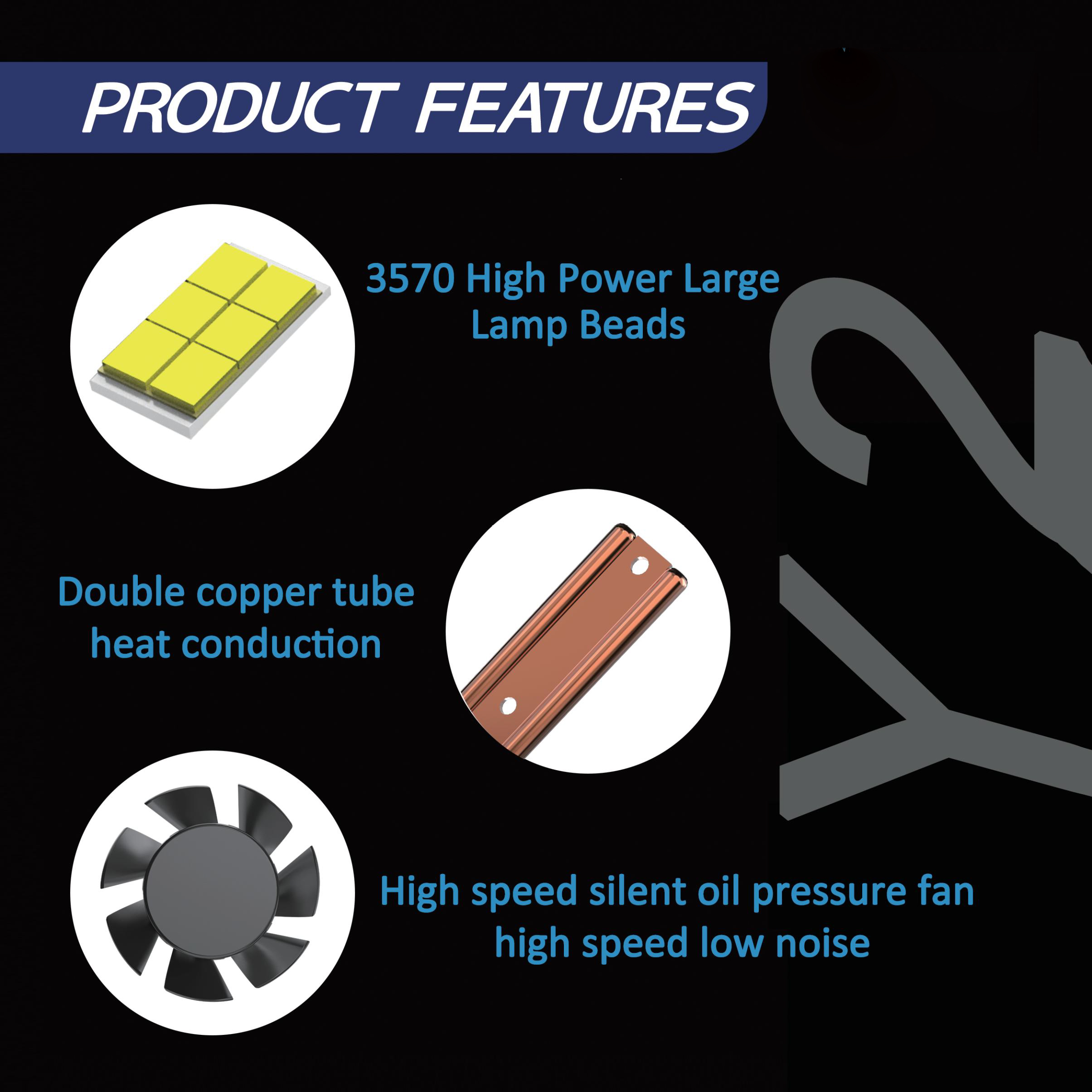 Y2 Series LED Headlight - Side View